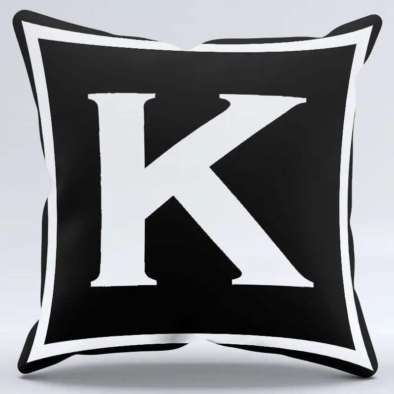 Simple Black and White Letter Print Pattern Home Bedroom Living Room Sofa Car Office Decoration Pillowcase