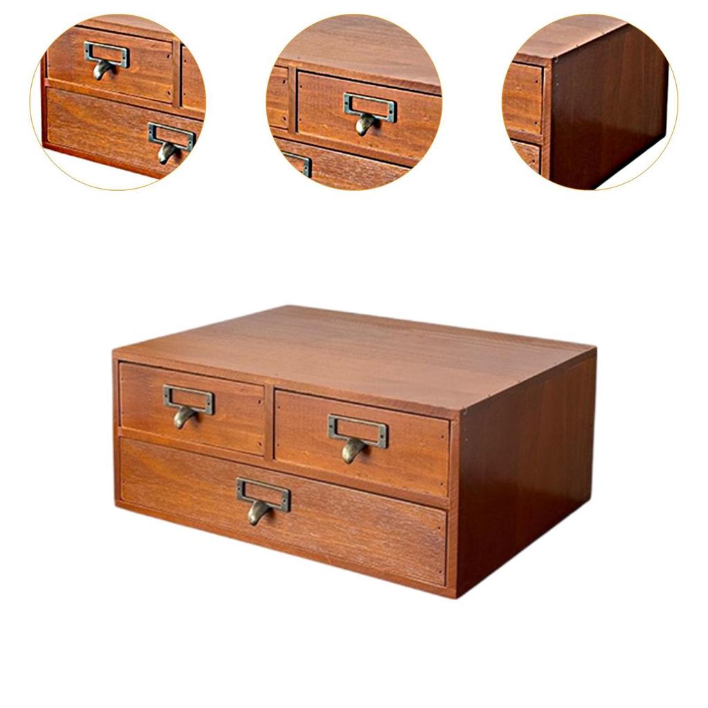 Organisateur de bureau Armoire Table Plateau Tiroir Polyvalent Coiffeuse Empilable Bois