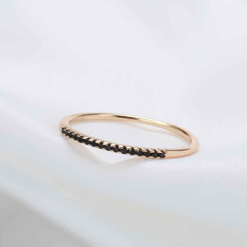 New  Rose Gold Wedding Ring For Women Classic Black Natural Zircon Ring Fashion Jewelry Crystal Gift