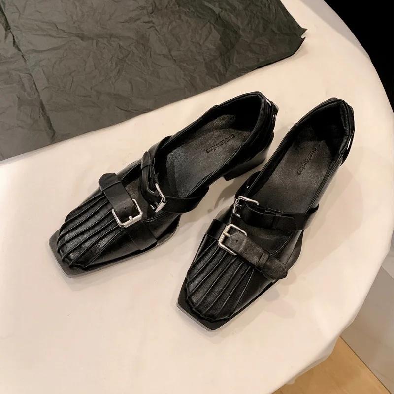 

Fashion Retro Style Square Head Thick Heel Single Shoes Women s Versatile British Design High Heel Mary Jane Shoes Autumn Hot Sale Of Th 42 чёрный