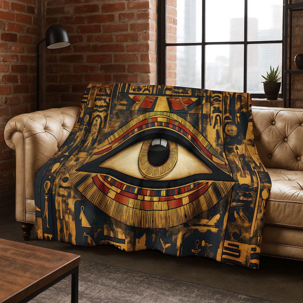 Ancient Egyptian Hieroglyphic Symbols Carved Murals Flannel Blanket,Cozy Soft Throw Blanket for Home Bedroom Bed Sofa Cover Gift