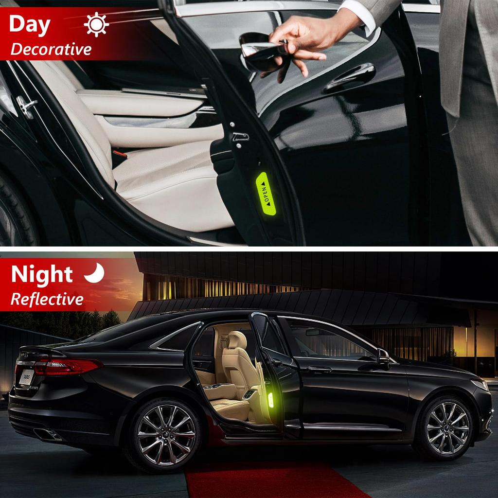 12pcs Reflective Car Door Sticker Safety Opening Warning Reflector Tape Decal Auto Car Accessories Exterior Interior Reflector