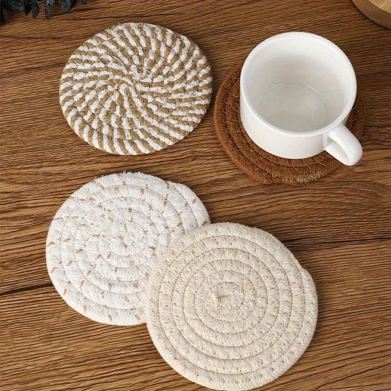 8Pcs Drink Coasters with Holder Absorbent Coasters for Drinks Woven Coaster Set Home Decoration