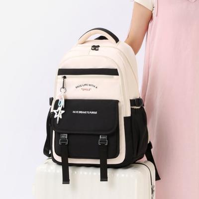 New Simple Letter Portable Travel Backpacks Large Capacity High Value Dirt-resistant Middle School Girls Schoolbag College Student Waterproof Book Bag