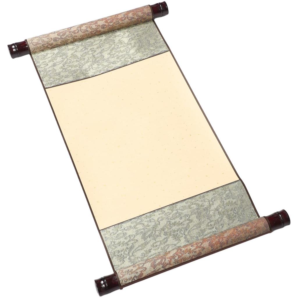 TEHAUX Hanging Scroll Calligraphy Scroll, Xuanshi White with Double Scrolls, Antique Style Blank Canvas for Calligraphy, Ink Painting, and Traditional