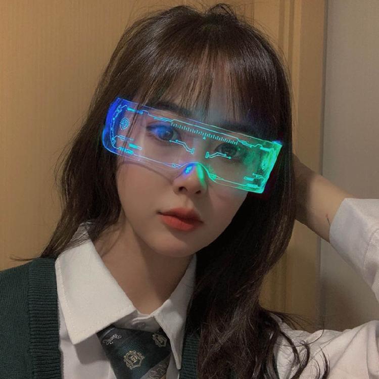 Chemion LED Visor Rave Glasses for Men Cosplay Festivals Halloween Bars Clubs