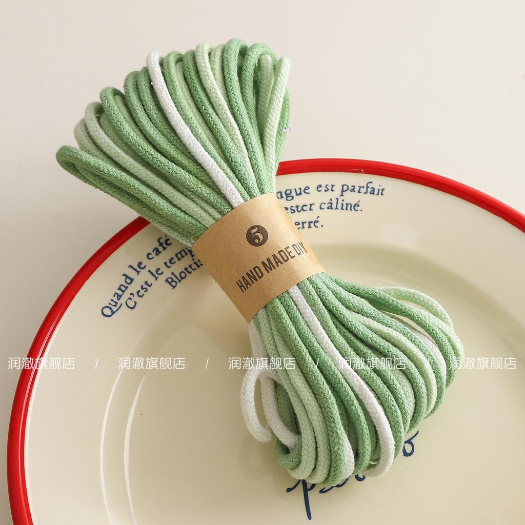 4mm 10m Color Gradient Cotton Thread Home Textile Decorative Rope Clothing Grain Rope Handmade Weaving Rope Craft Accessories
