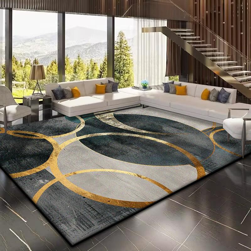 Golden Geometric Carpet for Living Room Large Area Modern Decoration Home Rugs for Bedroom Soft Non-slip 200x300 Lounge Sofa Mat