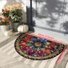 1Pcs Flower Pattern Semi Circle Welcome Doormat Non-Slip for Outdoor Patio Porch Kitchen Bathroom Entryway Floor Mat