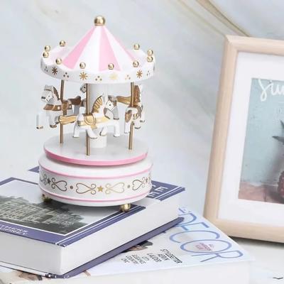 Exquisite Cartoon Rotating Music Box Desktop Ornament Carousel Music Box Easy To Use Ferris Wheel Gift for Girlfriend