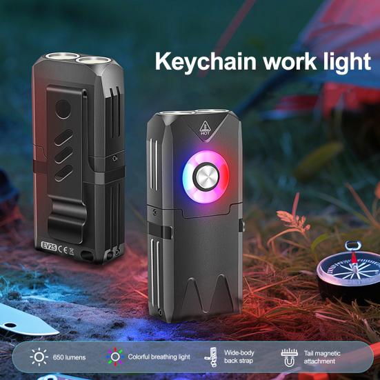 Magnetic EDC Flashlight Aluminum Alloy Keychain Light with USB-C Charging Adjustable Brightness Mini Clip-on Flashlight for Outdoor Emergency