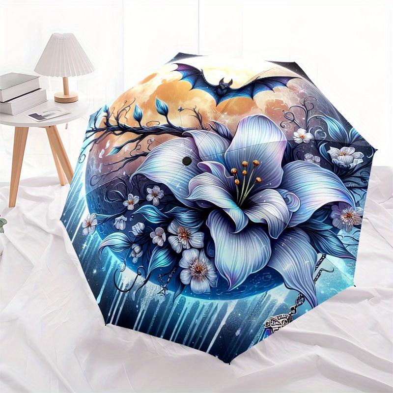 1pc Moonlit Fantasy Blossom Umbrella with Plastic Handle,Suitable for All Seasons Home Travel Outdoor UmbrellaB1841