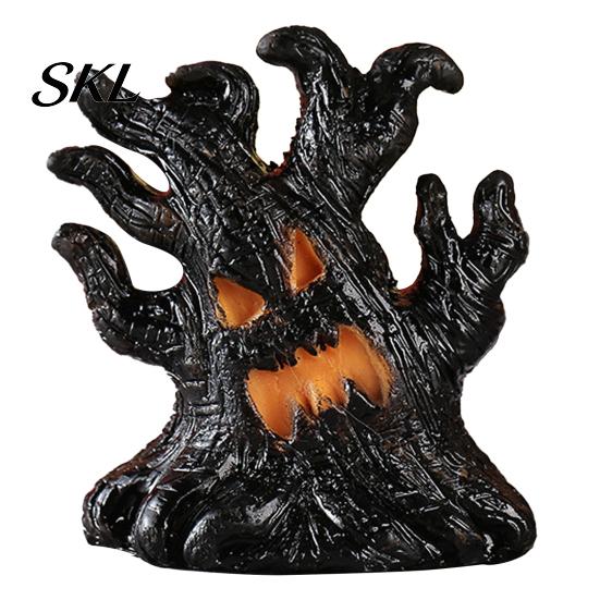 Halloween Night Light Decoration, Ghost Face Tree Stump Lantern, LED Eerie Bark Lamp Glowing Pumpkin Decor, Festival Atmosphere Horror Decoration