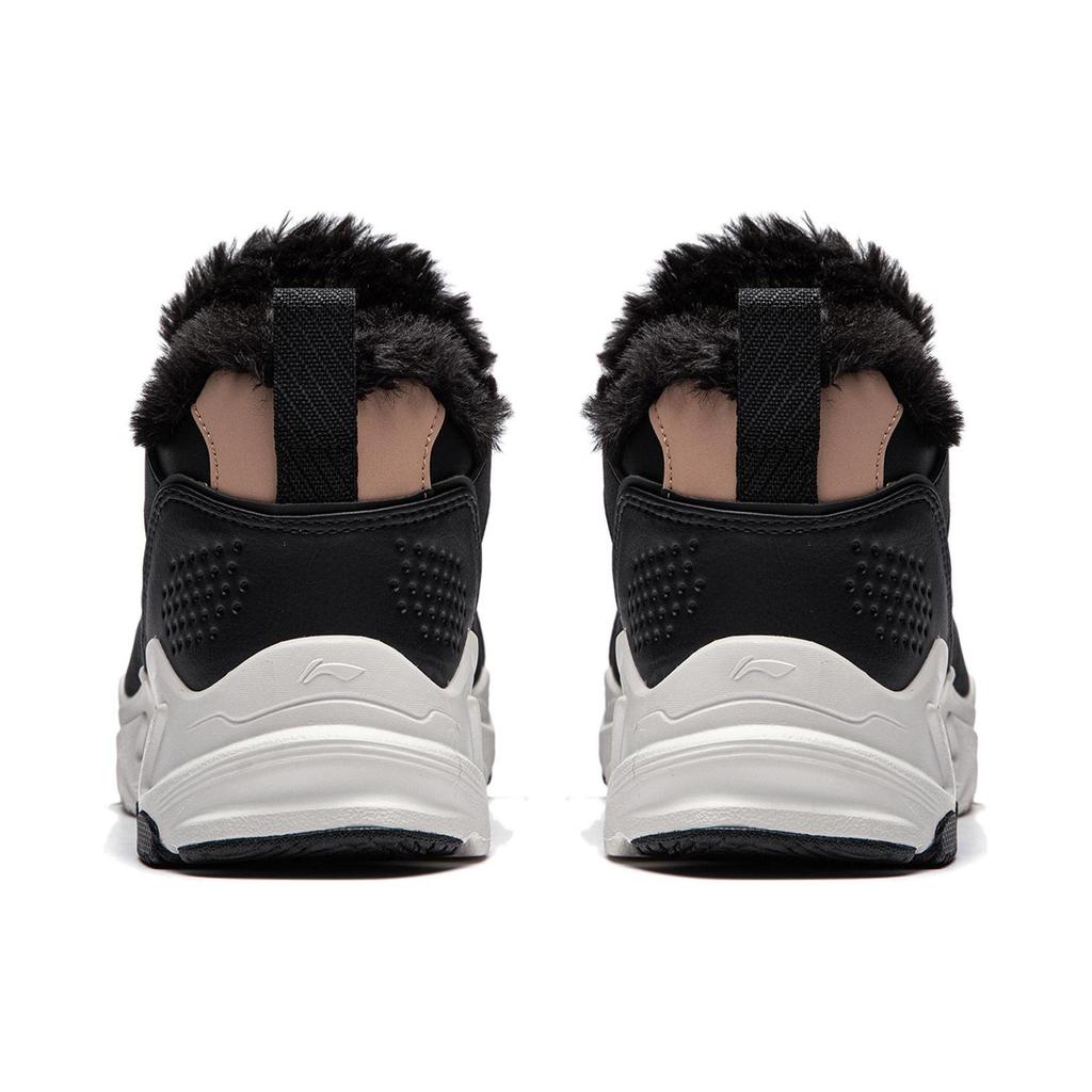 Li Ning Defender Slip Resistant Abrasion Resistant Thermal Mid top Running Shoes Women's Black White AGLT128-1