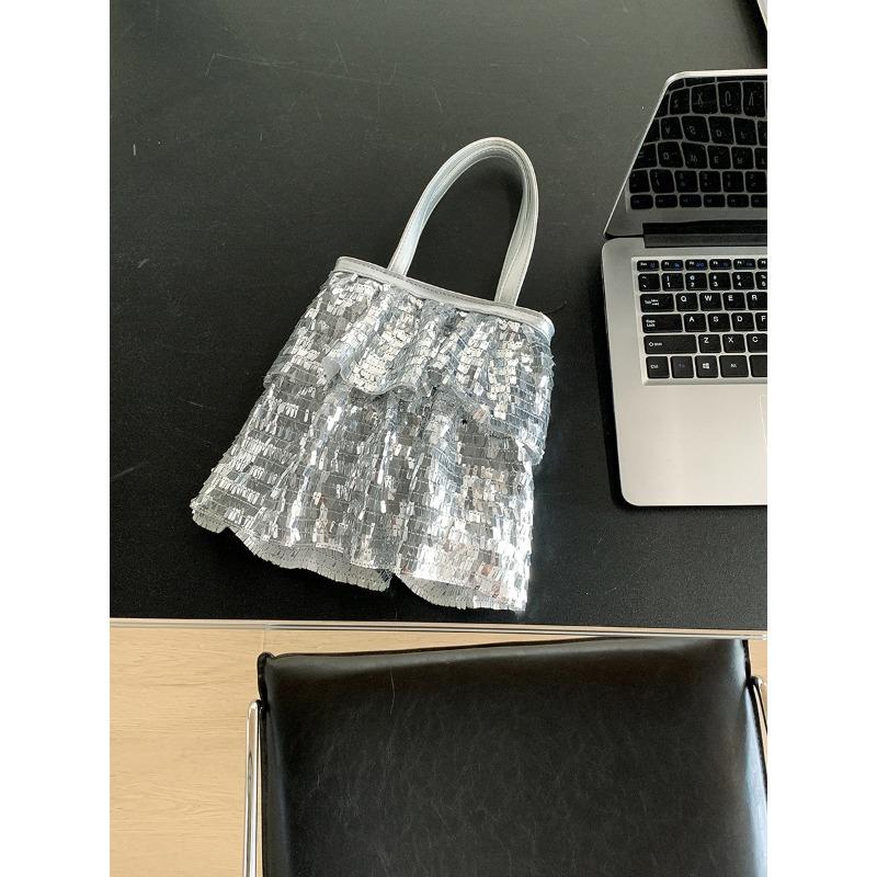 New Commuter Tote Bag Women's Creative Pleated Design Handbag Bag Women's Light Luxury Niche Sequined Bag