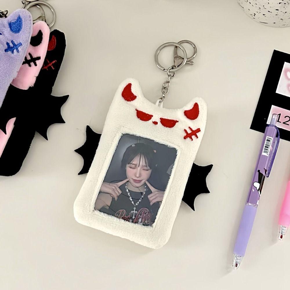 Bat Demon Cartoon Plush Photocard Holder Transparent Photo Protective Case Bus Card Holder  Outdoor