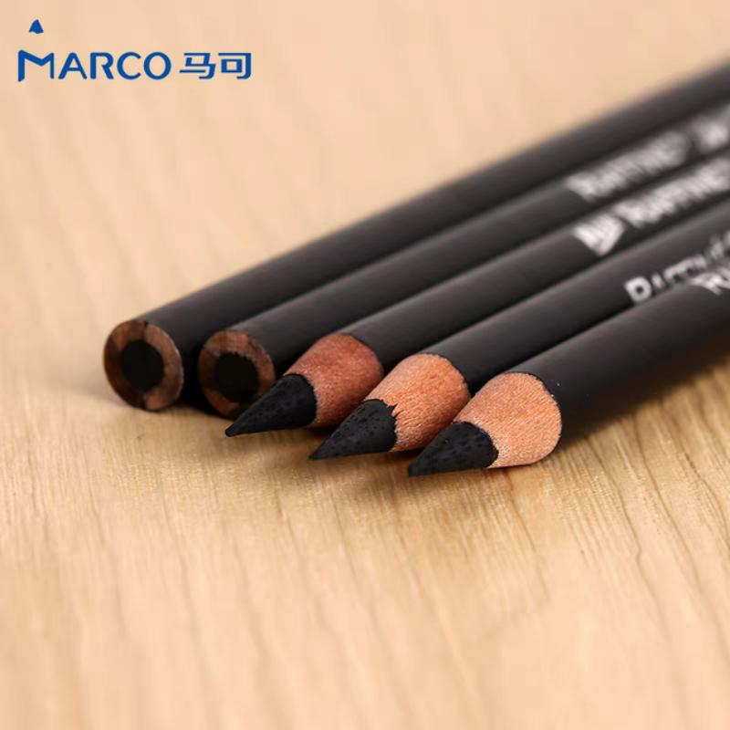MARCO 12 Stück Professionelle Zeichenkohle-Stifte Holz Weich/Mittel/Hart Leicht Anspitzbar Verdickte Graphitmine Tiefschwarz