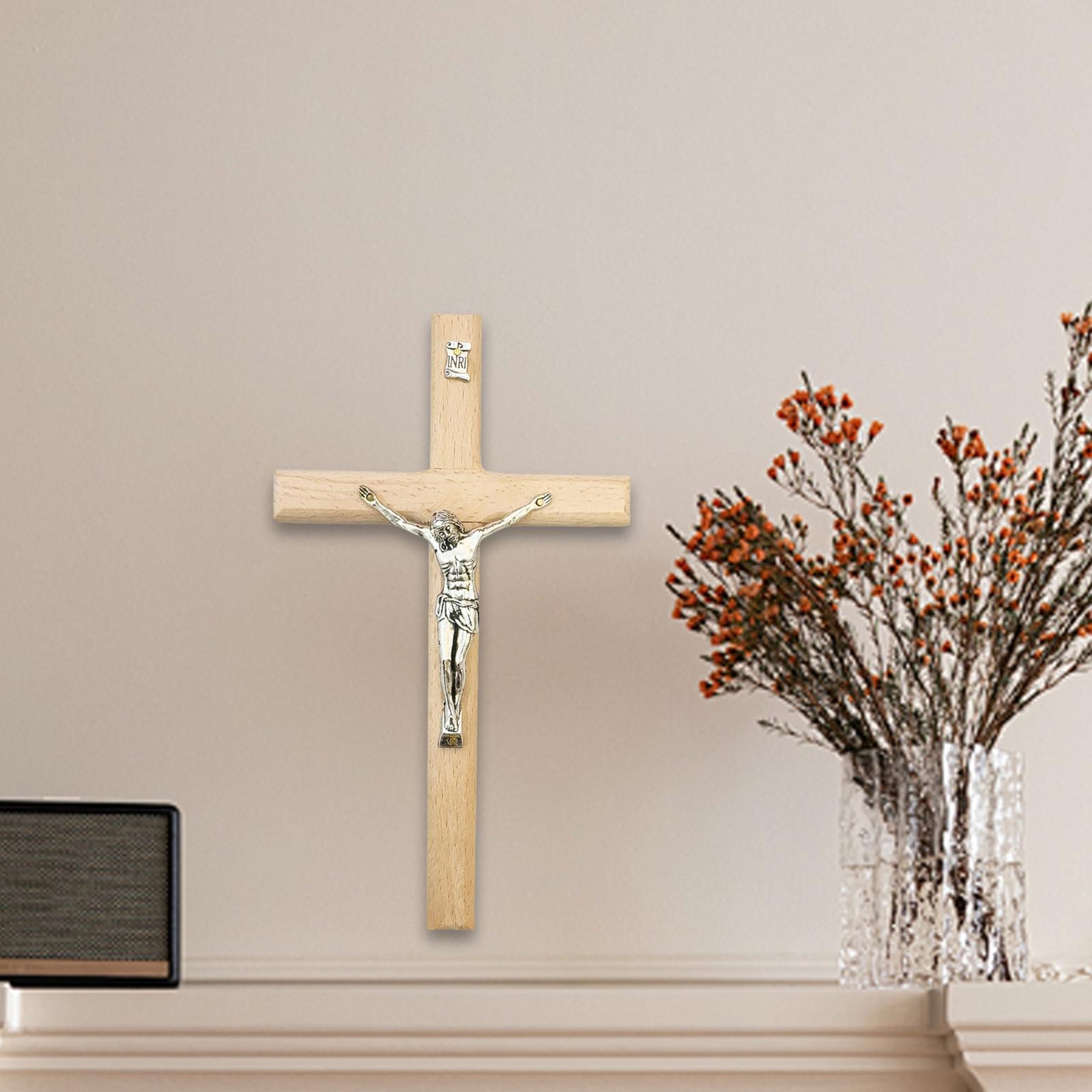 Деревянный Настенный Распятие Крест Христианский Иисус Скульптура Религиозная Статуэтка Украшение для Дома Офиса Декора