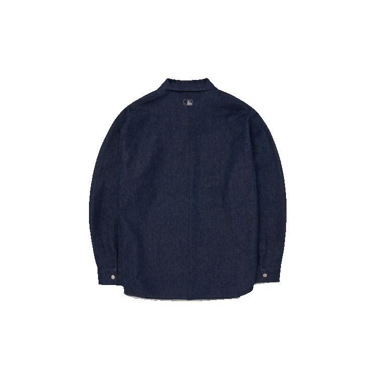 MLB FW22 Solid Color Long Sleeve Denim Jacket Men jackets Blue 3ADRM0524-50NYD