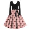 Women's Casual Fashion V-neck Long Sleeved Retro Love Print Retro Dress