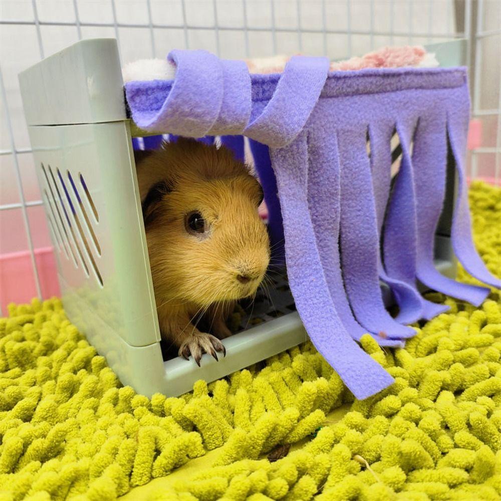 2pcs Soft Hamster Hide House Curtain Breathable Guinea Pig House Door Curtain Dwarf Bunny