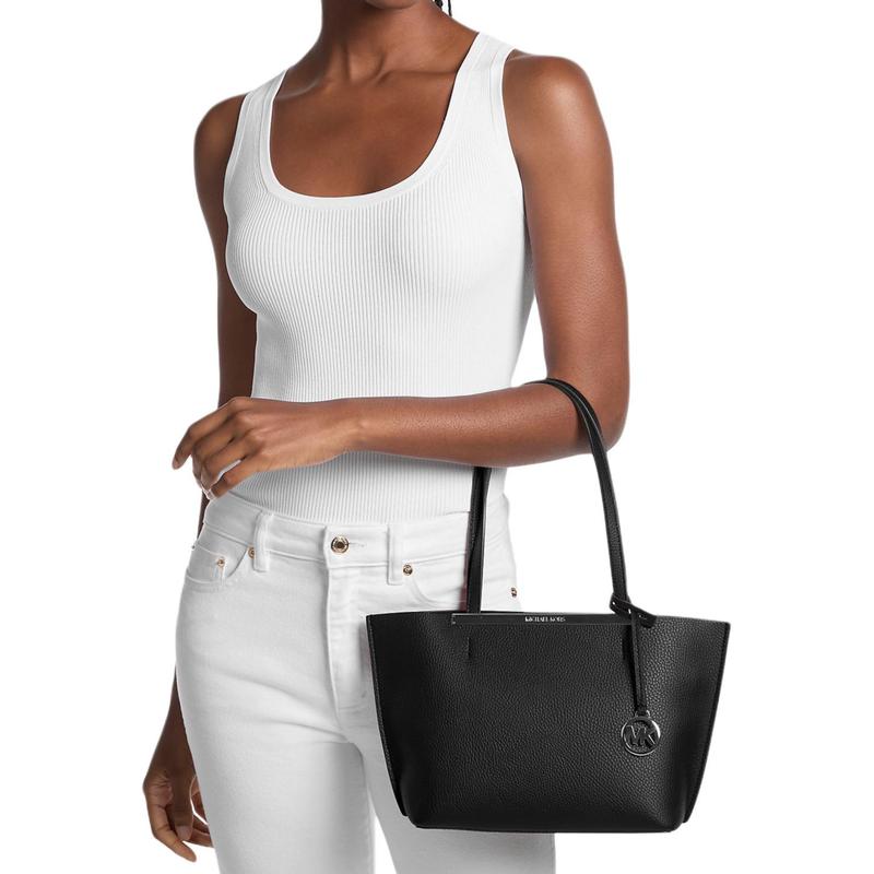 MICHAEL KORS Evelyn Evelyn Logo Polyurethane Tote Shoulder Bag Small Women Black