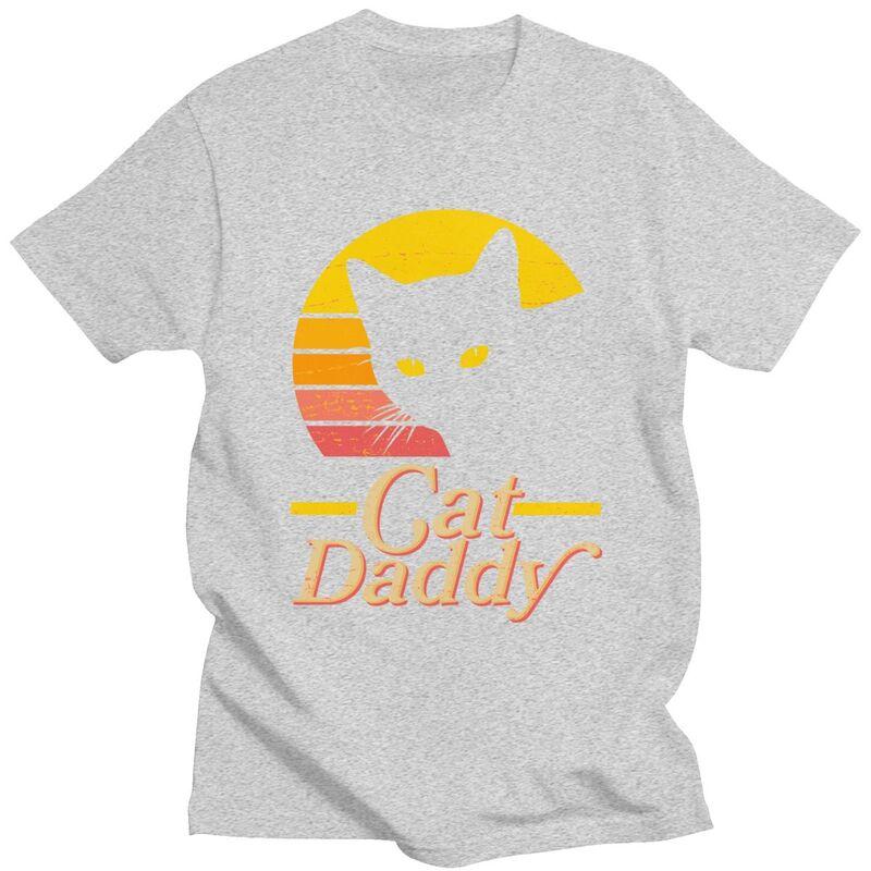 Custom Cat Daddy T Shirt for Men Tshirt Leisure Tee Short Sleeve Fathers Day Gift Tshirts Loose Fit Clothing Gift