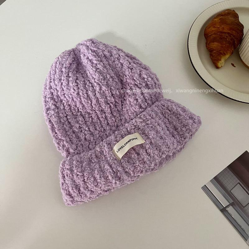 Ice cream color~ solid color soft glutinous women's comfortable autumn and winter warm ear protection wool knitted hat
