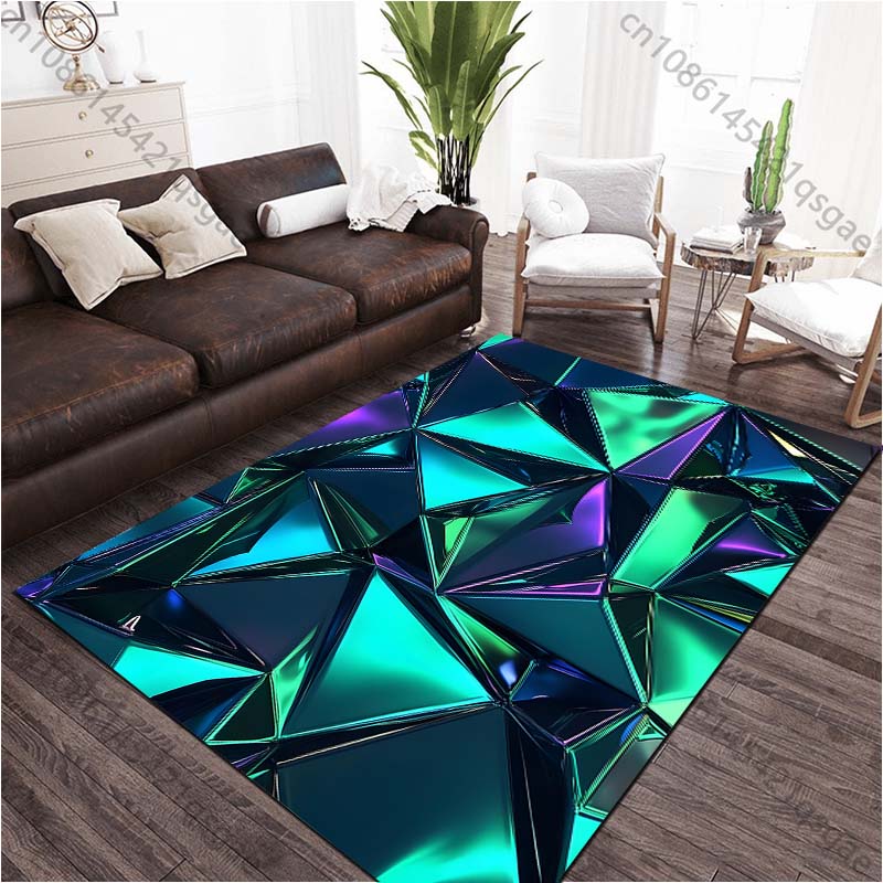 3D Polygons Printed Carpet for Living Room Bedroom Bedside Bathroom Floor Mat Area Rug Sofa Mat Home Decor Large Size