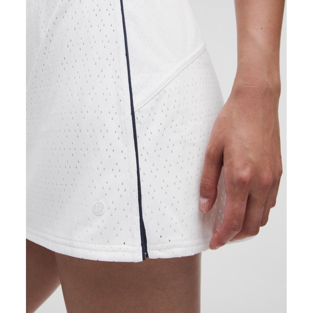 Lullulemon Ace Advantage High-Rise Knit Mesh Tennis Skirt Wht Clbl