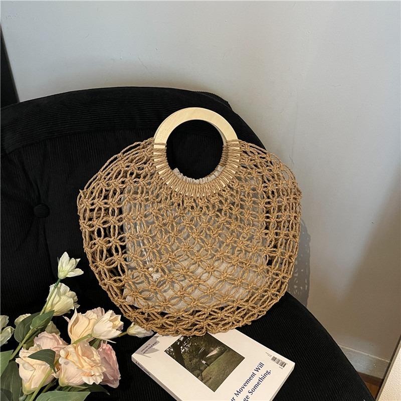 Popular Vacation Hollow Handbag Women's New Large-capacity Versatile Summer Handheld Woven Bag