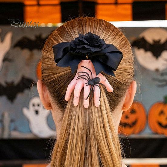 Spider Decoration Hairpin Halloween Hair Clip for Women, Girls, Realistic Severed Hand with Black Rose And Spider, Horror Accessory Party Bow