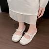 Bow-knot Ballet Style Heightened Inside Baotou Half Slippers Women's Outer Wear Spring and Summer New Flat Shoes