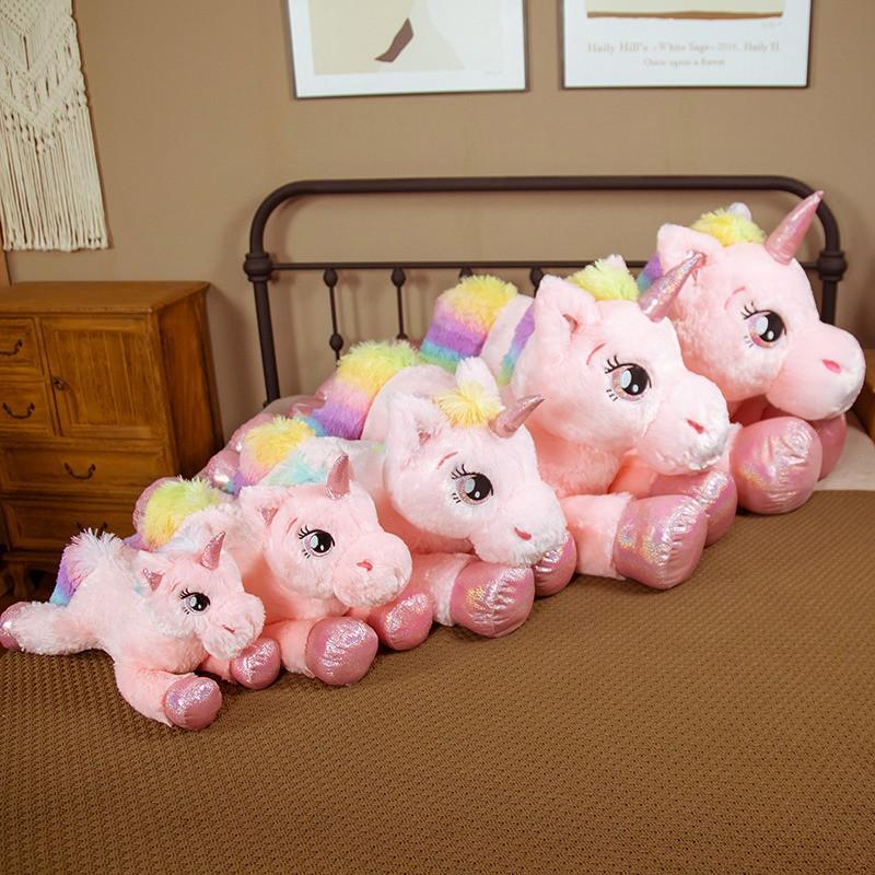 Neuankömmling Große Einhorn Plüschtiere Niedliches Rosa Regenbogenpferd Weiche Puppe Stofftier Große Spielzeuge für Freundin Geburtstagsgeschenk