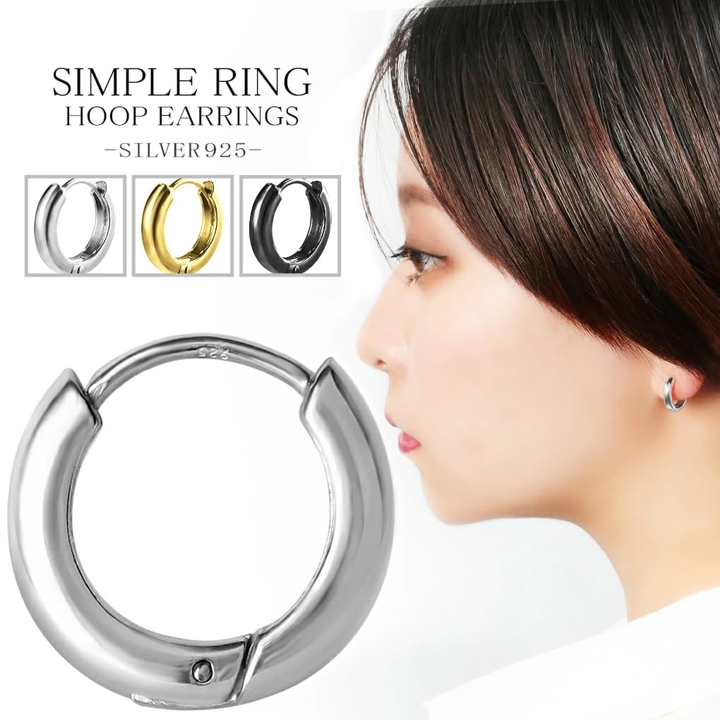 [Shinjuku Gin no Kura] Schlichte Creolen aus 925er Sterlingsilber, Einzelohr (Silber), Runden