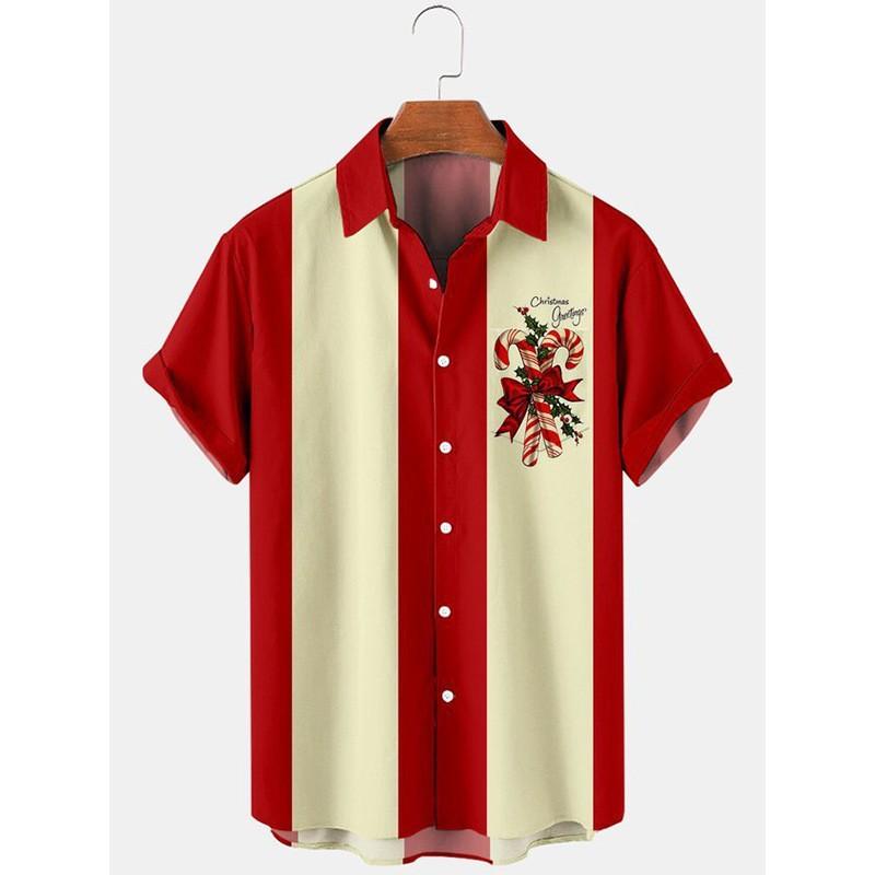 Модная мужская рубашка Рождественская коллекция 3D цифровая печать Гавайская рубашка XL