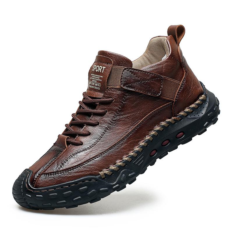Hand-stitching Leather Men Boots Comfortable Casual Leather Shoes Men Ankle Boots
