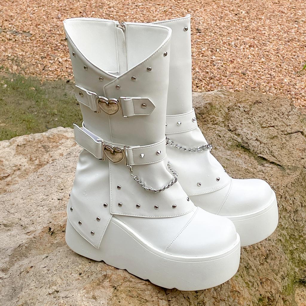 Queen Fan Black British style platform knight boots women's 2025 new summer versatile heightening soft-soled boots