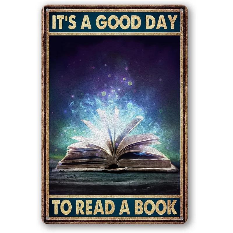 Metal Tin Signs It's A Good Day  Wall Art Vintage Tin Sign for Office Home Classroom Library Bedroom Wall Decor