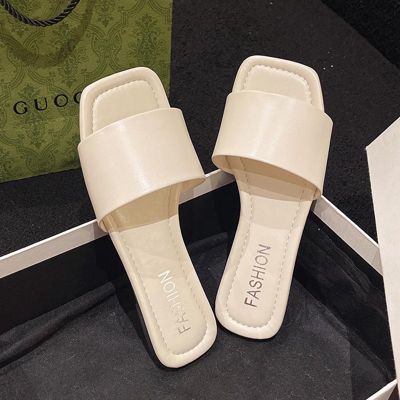 Slippers Women's Summer Outer Wear New Fashionable Versatile Flat Bottom Non-slip One-word Drag with Skirt Cool Slippers