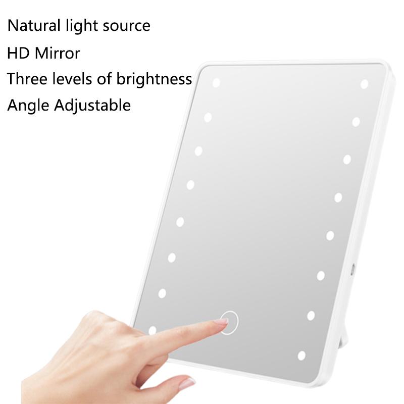 Desktop HD Makeup Mirror Three Levels of LED Light Makeup Mirror Portable Makeup Mirror, Household Intelligent Luminous Mirror