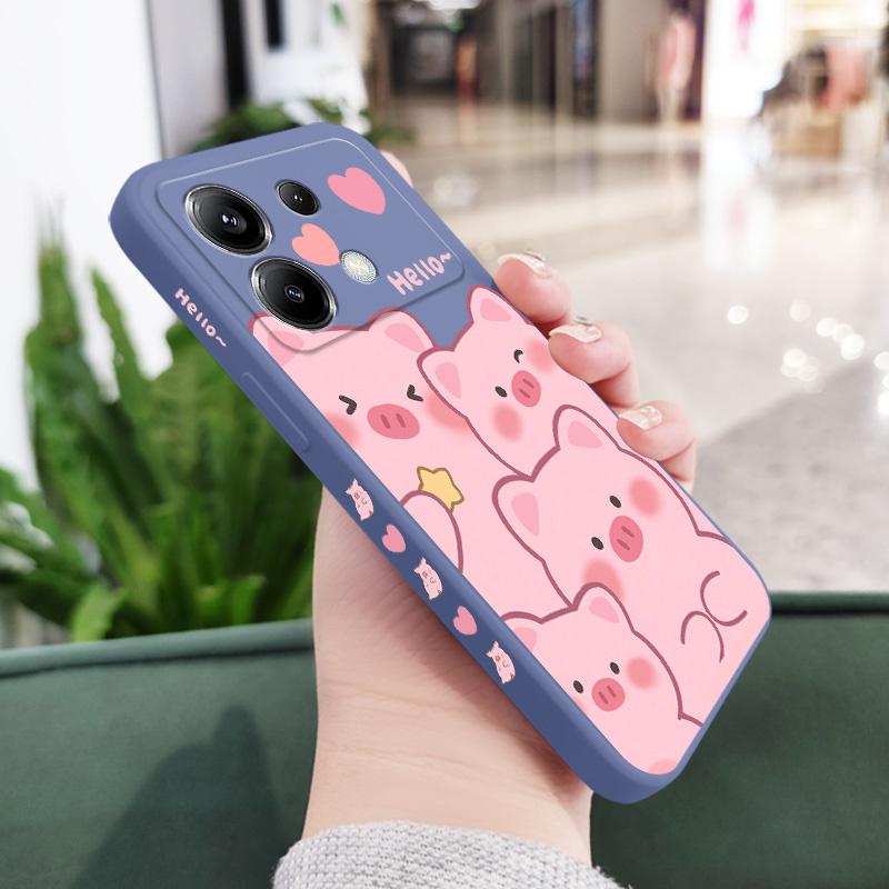 Happy Pig Phone Case For Xiaomi Poco F8 F7 X7 X6 F6 M6 M5 M5S F5 X5 F4 X4 M4 F3 M3 X3 Pro 4G 5G GT Silicone Cover