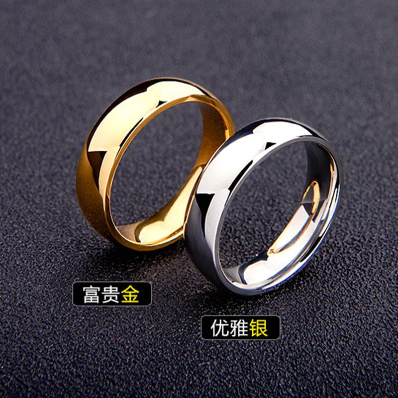 Titanium Steel Ring 6MM Curved Plain Face Ring Korean Version Simple and Versatile Hand Accessory