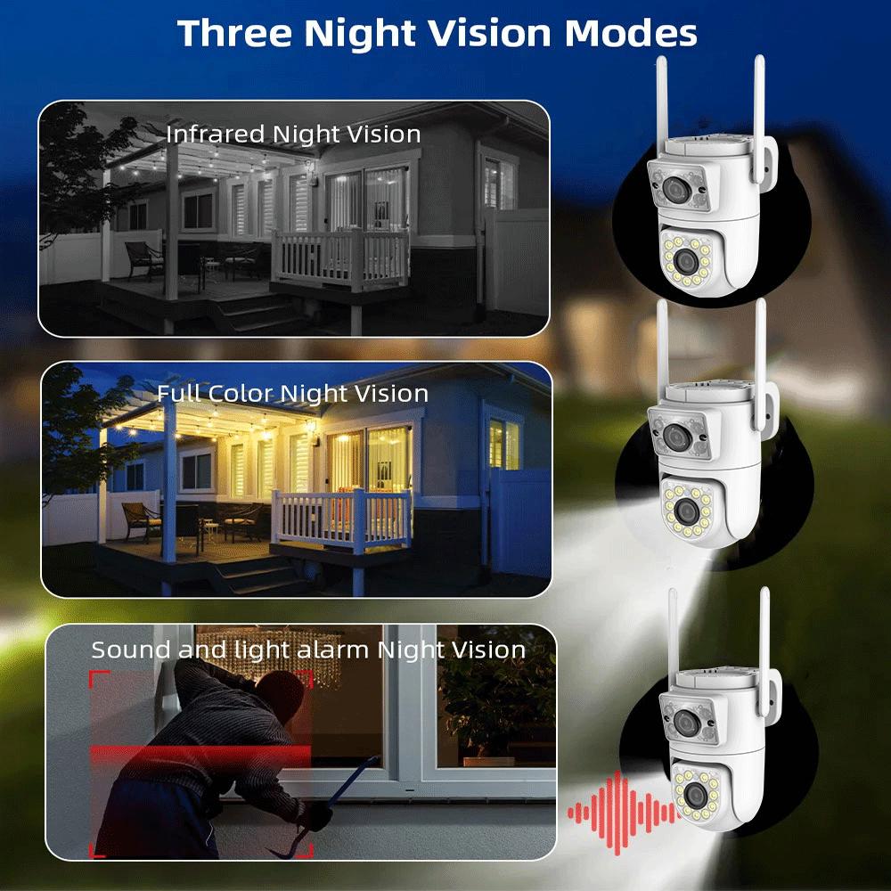 10MP Dual-Lens Wifi Camera Tuya PTZ Outdoor 4K Dual Screen Security Protection IP Cameras Color Night Vision Video Surveillance