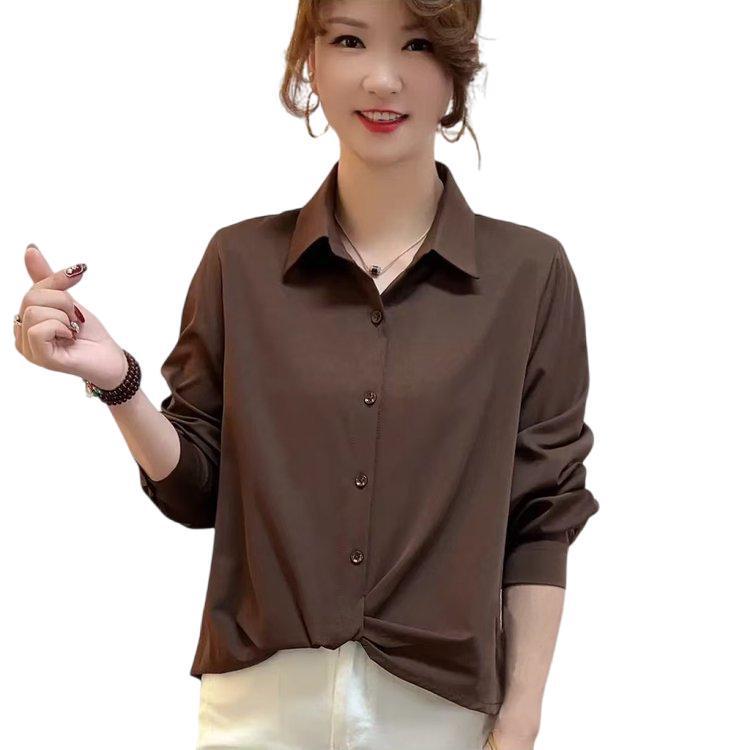 Women’s Solid Color Pleated Lapel Shirt – 2026 Spring/Autumn Collection