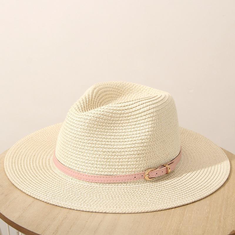 JYL TS DIY Panama Straw Hat White Belt Decor Sun Protection Woven Straw