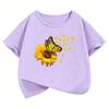 Fashion Butterfly Flower Design TShirt Printed T Shirt Girls Summer Cartoon Short Sleeve Tops TShirts Cute Girls Clothing