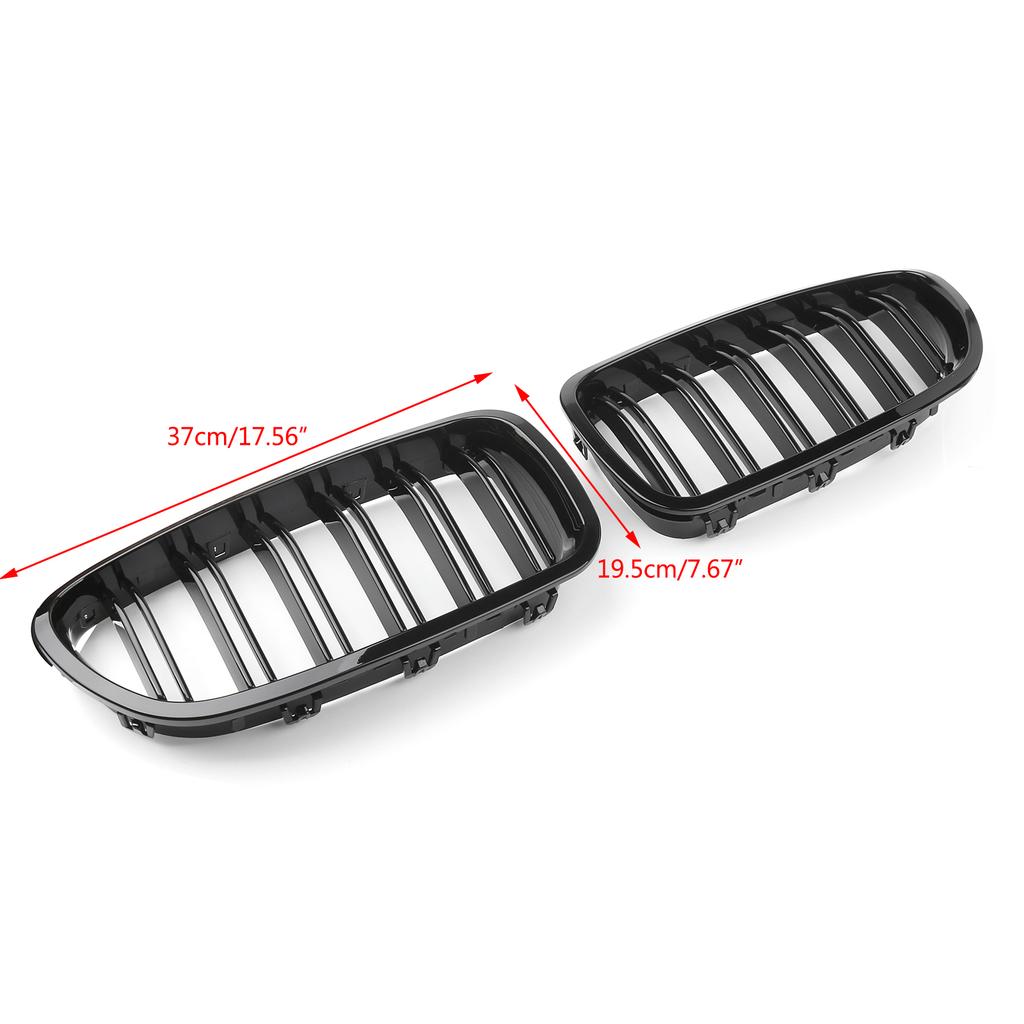 Gloss Black Front Kidney Grille Fit BMW 5 Series F11 F10 2010-2016 Dual Slats
