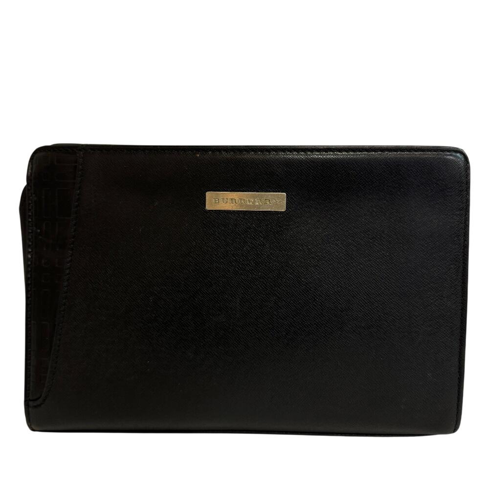 

BURBERRY clutch leather business bag black leather mens Used