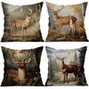 1pcs/4pcs Retro Forest Deer Cushions Pillowcase Polyester Cushion Cover Throw Pillow Pillowcover Home Car Sofa Decor